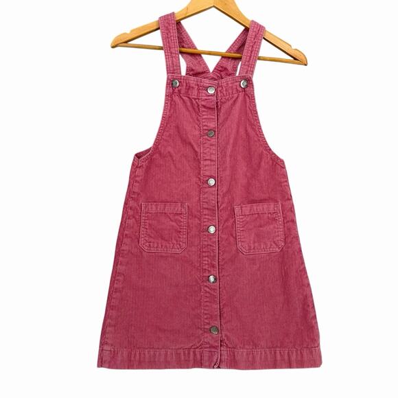 GAP Kids Skirtall Rosetta Pink Corduroy Jumper Dress L 10-11 Pockets Buttons - Picture 1 of 8